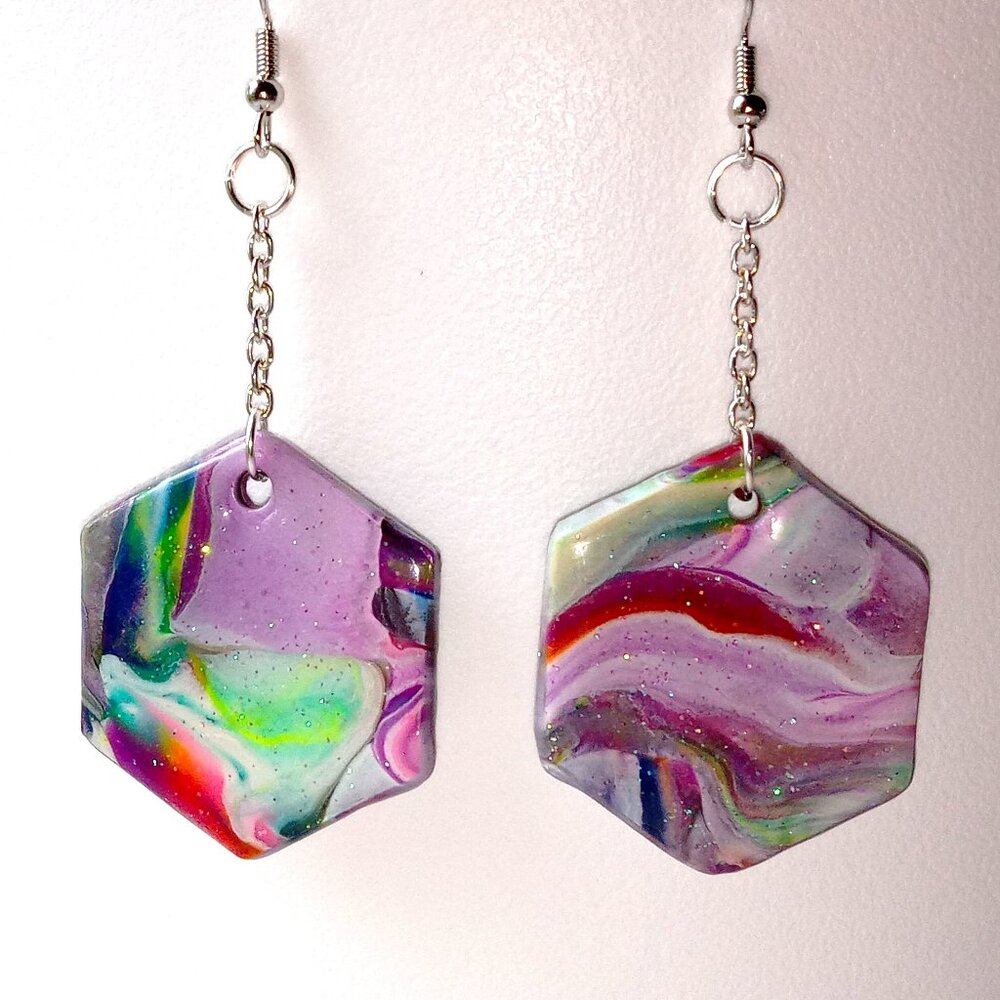 Handmade Hexagon Swirl Earrings
